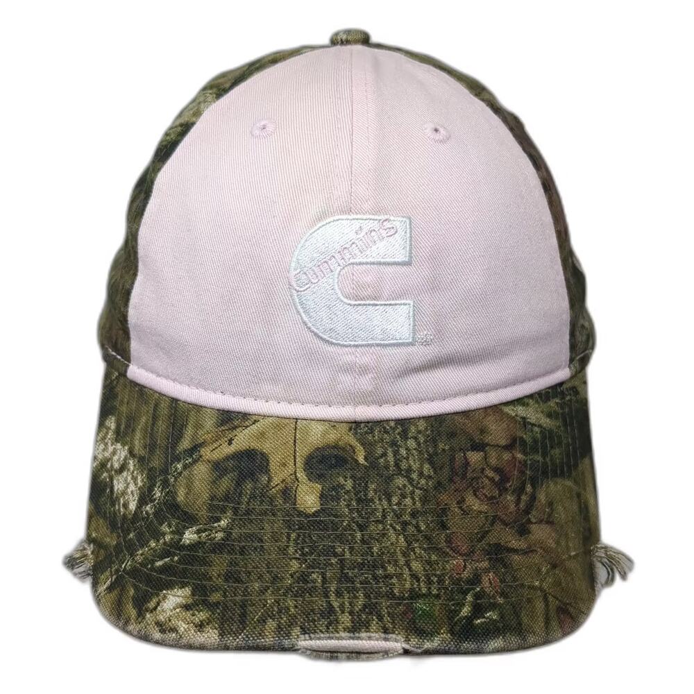 Cummins Baseball Cap Green Pink OS Camo Distressed Strapback Adjustable Hat